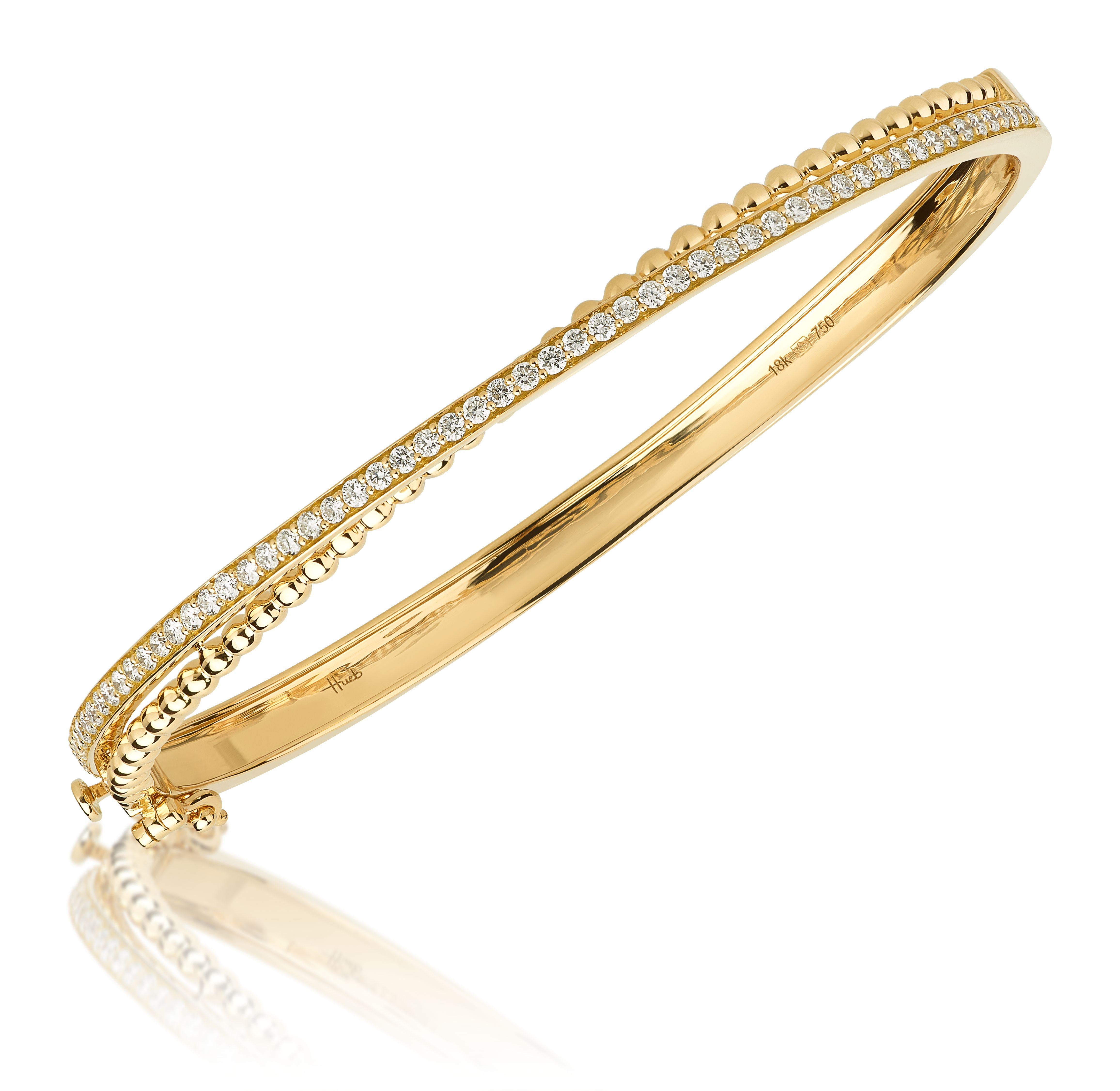 Contemporary 18 Karat Bubbles Yellow Gold Bracelet/Bangle with Vs Gh Diamonds For Sale