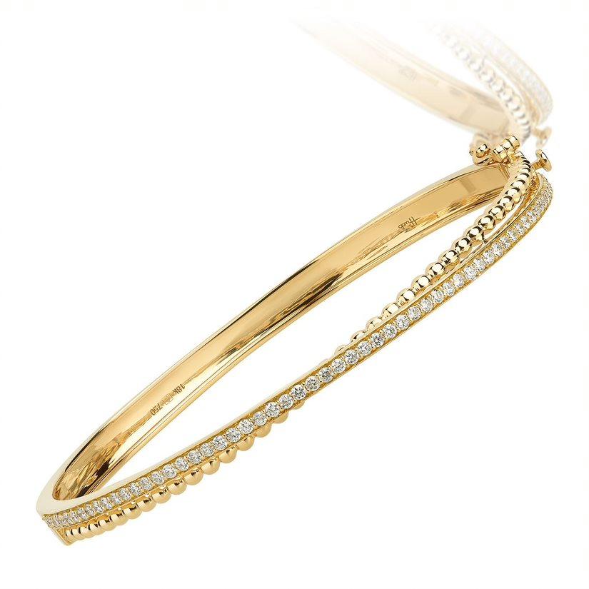 18 Karat Bubbles Yellow Gold Bracelet/Bangle with Vs Gh Diamonds In New Condition For Sale In New York, NY