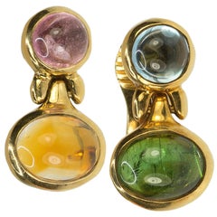 18 Karat Bulgari Multi Gemstone Earrings