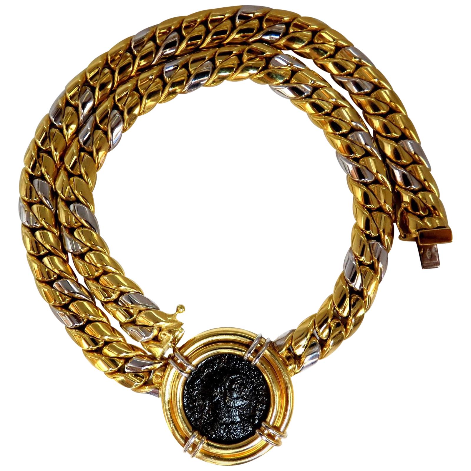 18 Karat Byzantine Cuban Link Necklace