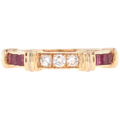 18 Karat Cartier Diamond and Ruby Band Yellow Gold