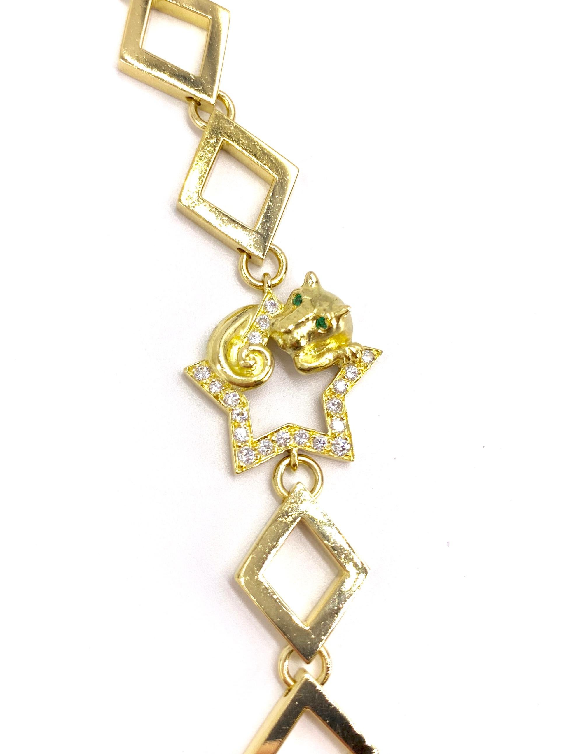 Modern 18 Karat Charles Turi Animal Star Necklace with Diamonds and Gemstones