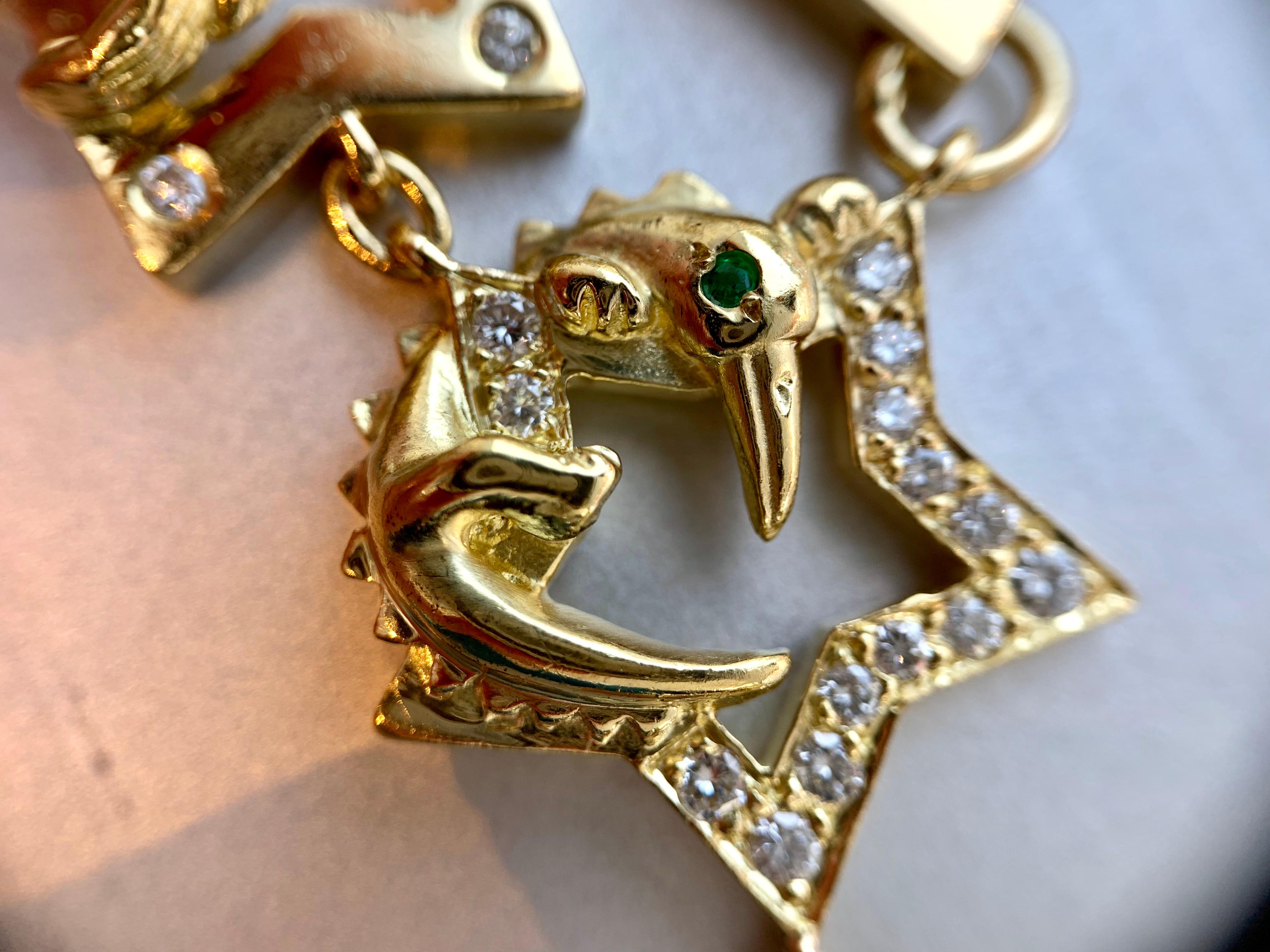Women's 18 Karat Charles Turi Animal Star Necklace with Diamonds and Gemstones