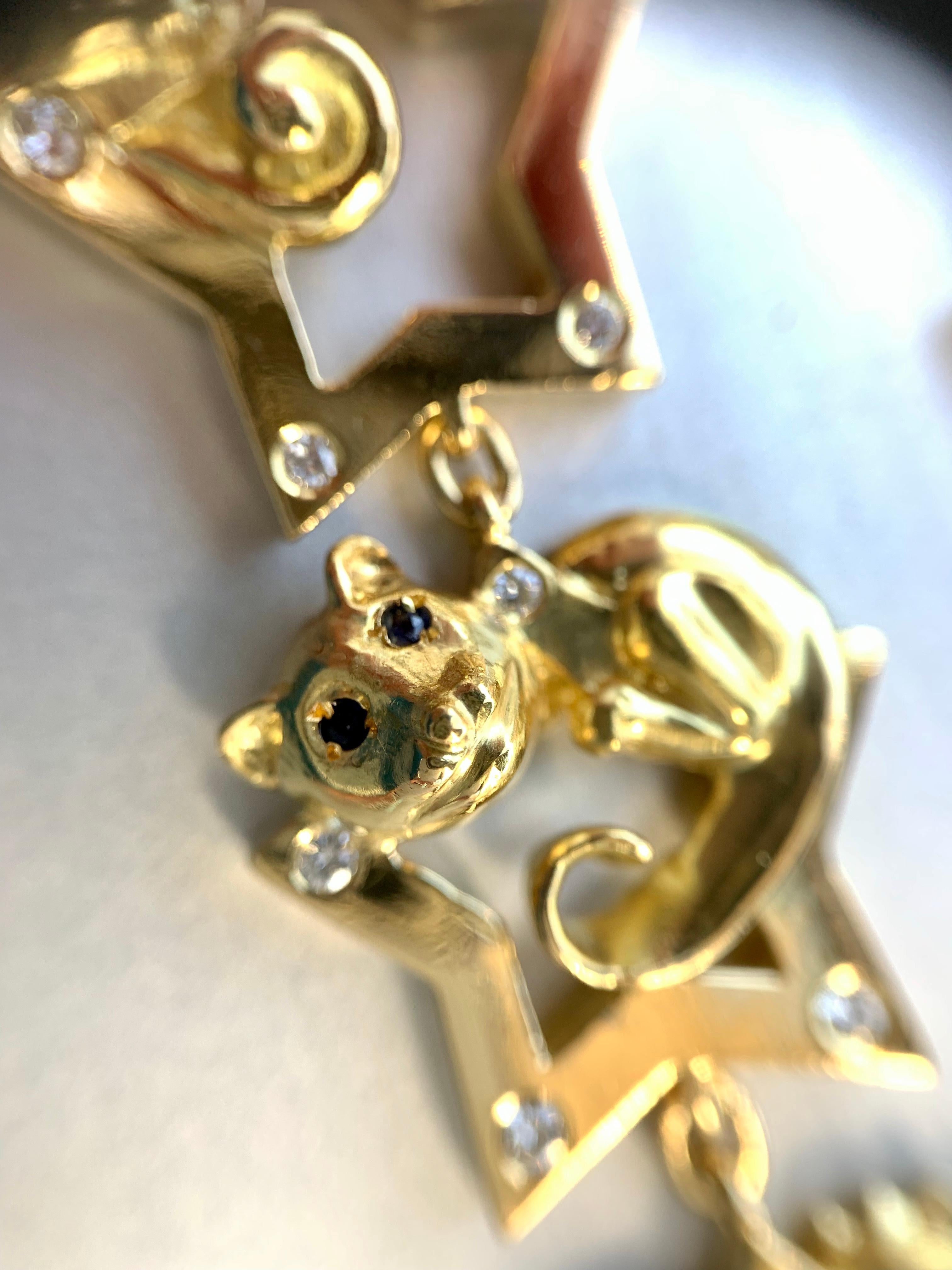 18 Karat Charles Turi Animal Star Necklace with Diamonds and Gemstones 2