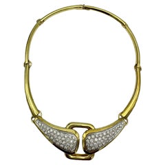 Used 18 Karat Choker 6.00 Carat Diamond Pave Necklace 