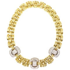 18 Karat Chunky Linked Collar Diamond Necklace