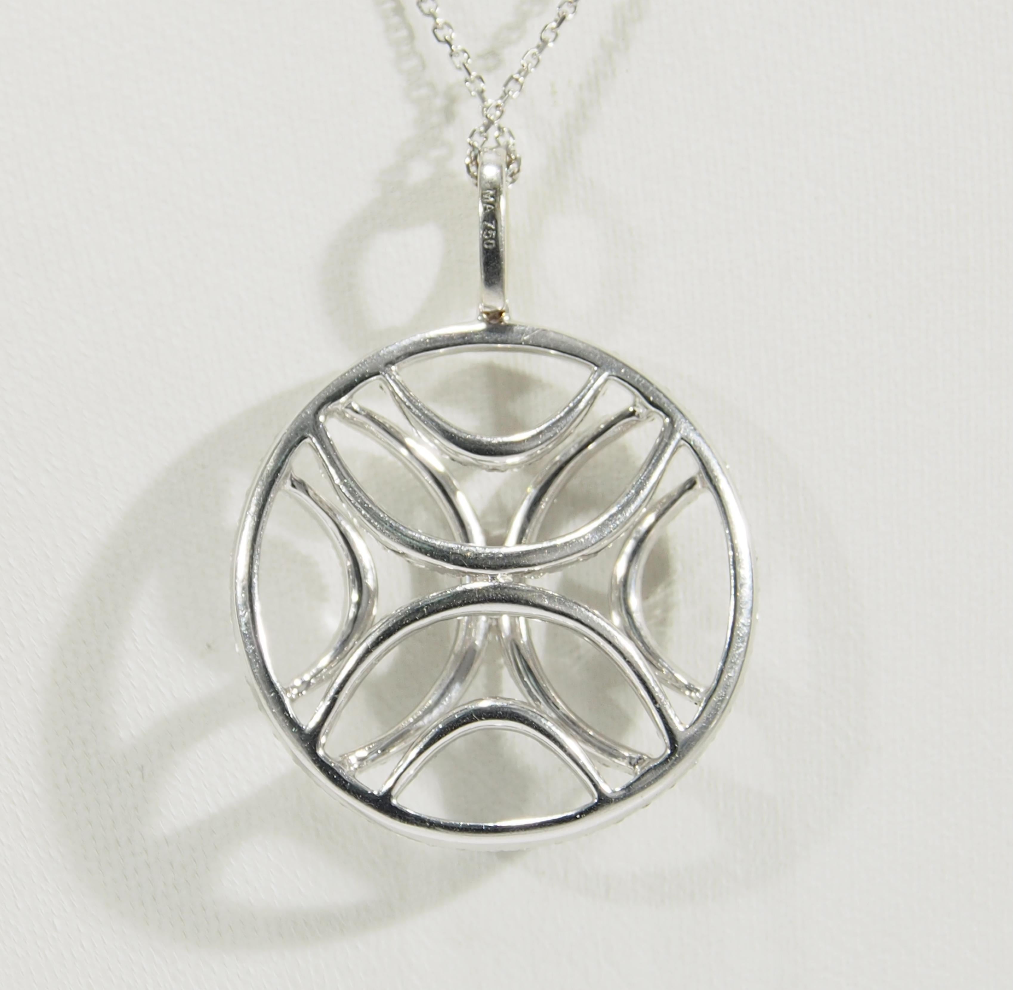 Modern 18 Karat Circle Diamond Pendant Necklace White Gold 2.42 Carat