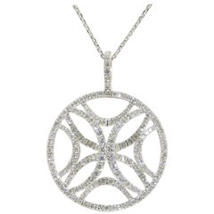 18 Karat Circle Diamond Pendant Necklace White Gold 2.42 Carat