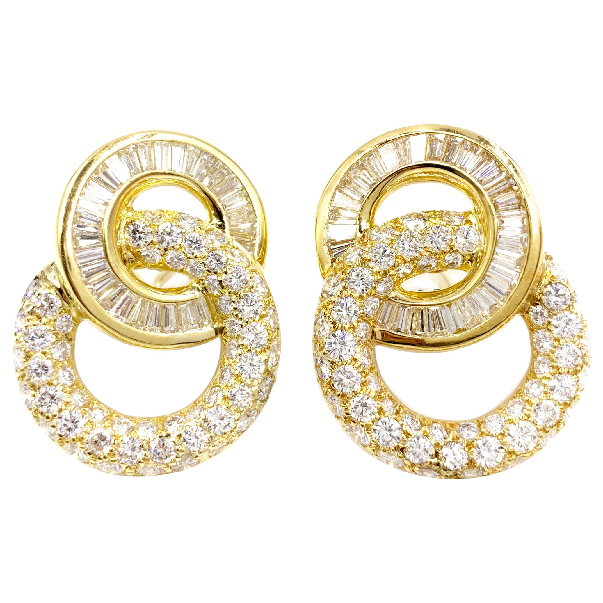 18 Karat Circle Drop Diamond Earrings