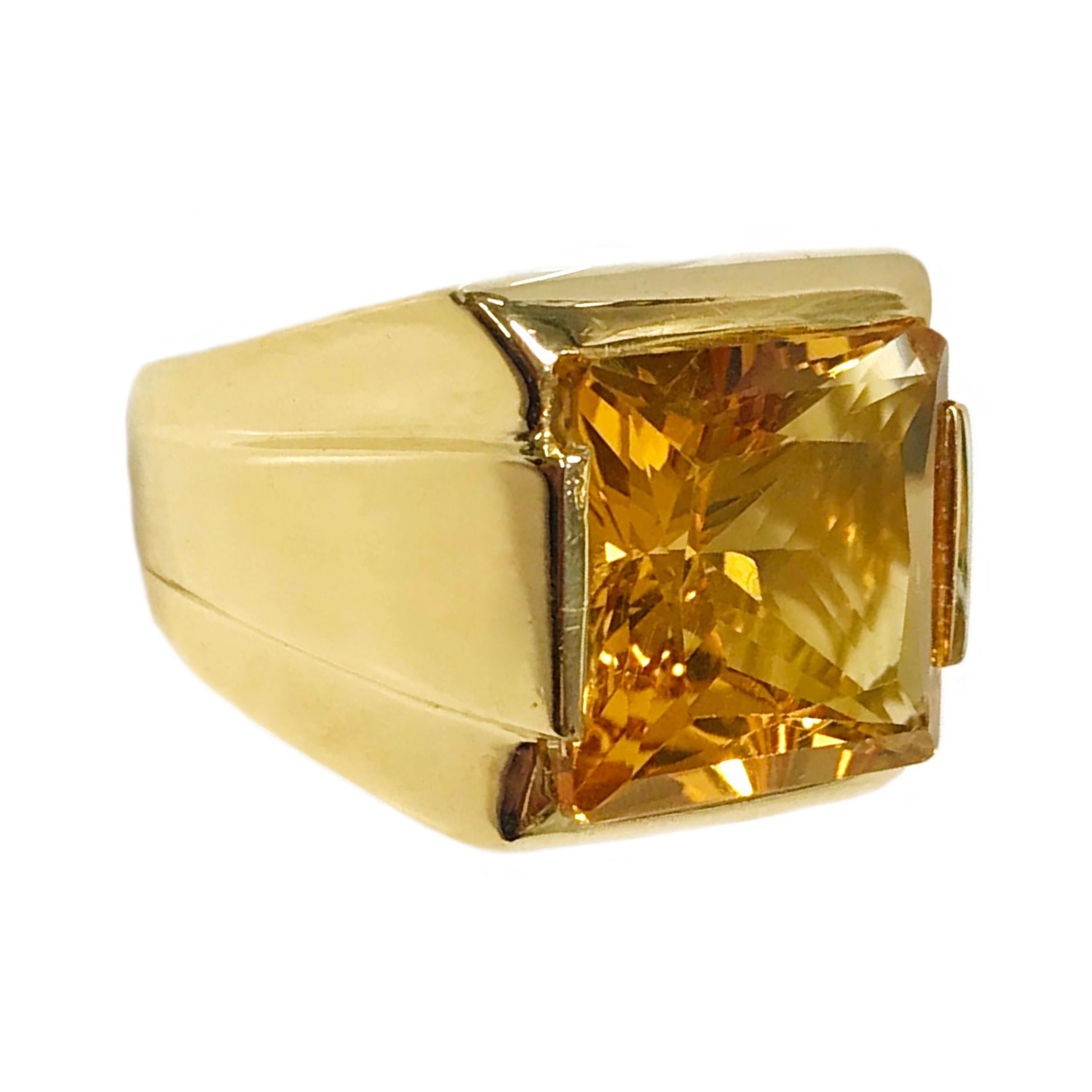 Contemporary 18 Karat Citrine Ring