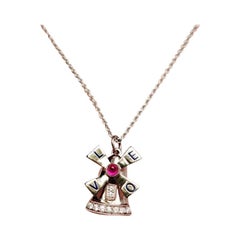 18 Karat Classical 4 Letters Love Ruby Diamond Windmill Charm / Pendent