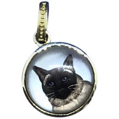 18 Karat Crystal Cat Pendant