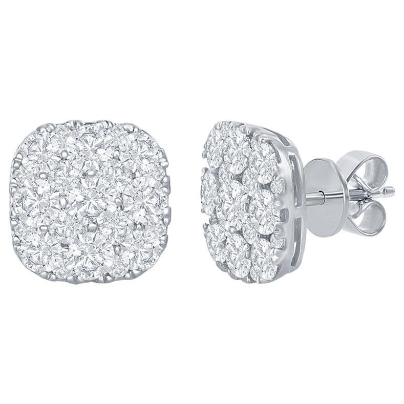 18 Karat Kissenförmige Diamant-Ohrringe 3 Karat im Angebot