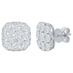 Boucles d'oreilles en or 18 carats avec diamants en forme de coussin de 3 carats