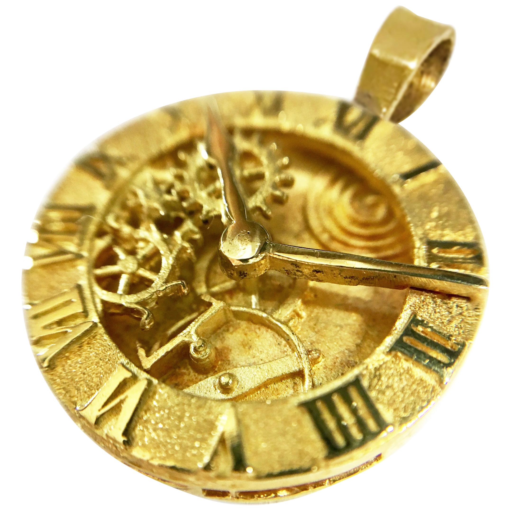 18 Karat Custom Clock Pendant