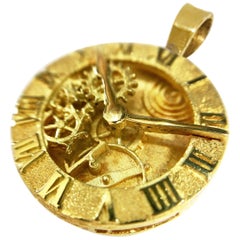 Vintage 18 Karat Custom Clock Pendant