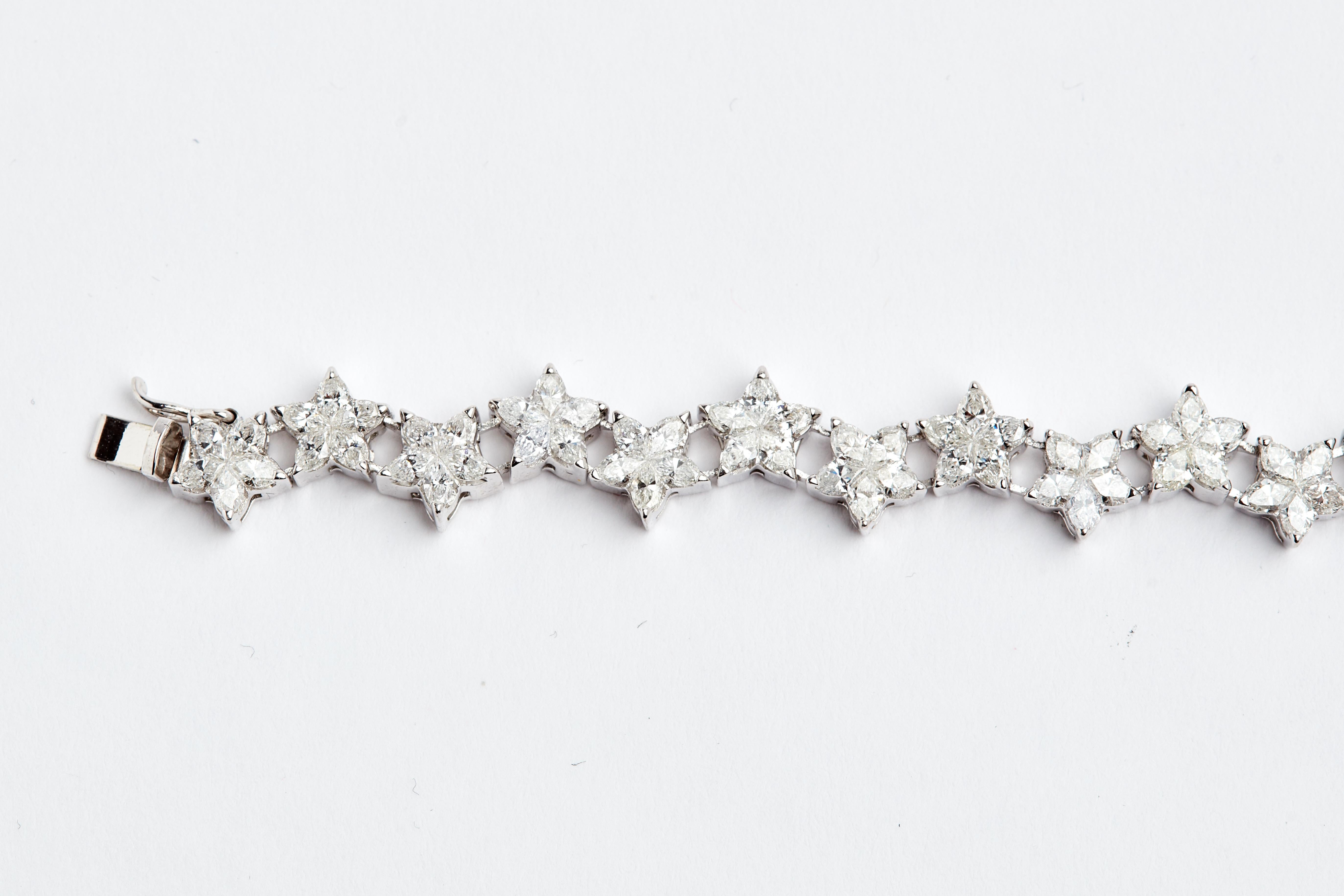 Women's 18 Karat Custom Cut Diamond Star Bracelet