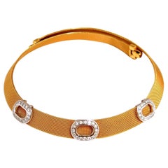 18 Karat DAG Italy Flex Mesh Three Oval Diamonds Necklace*
