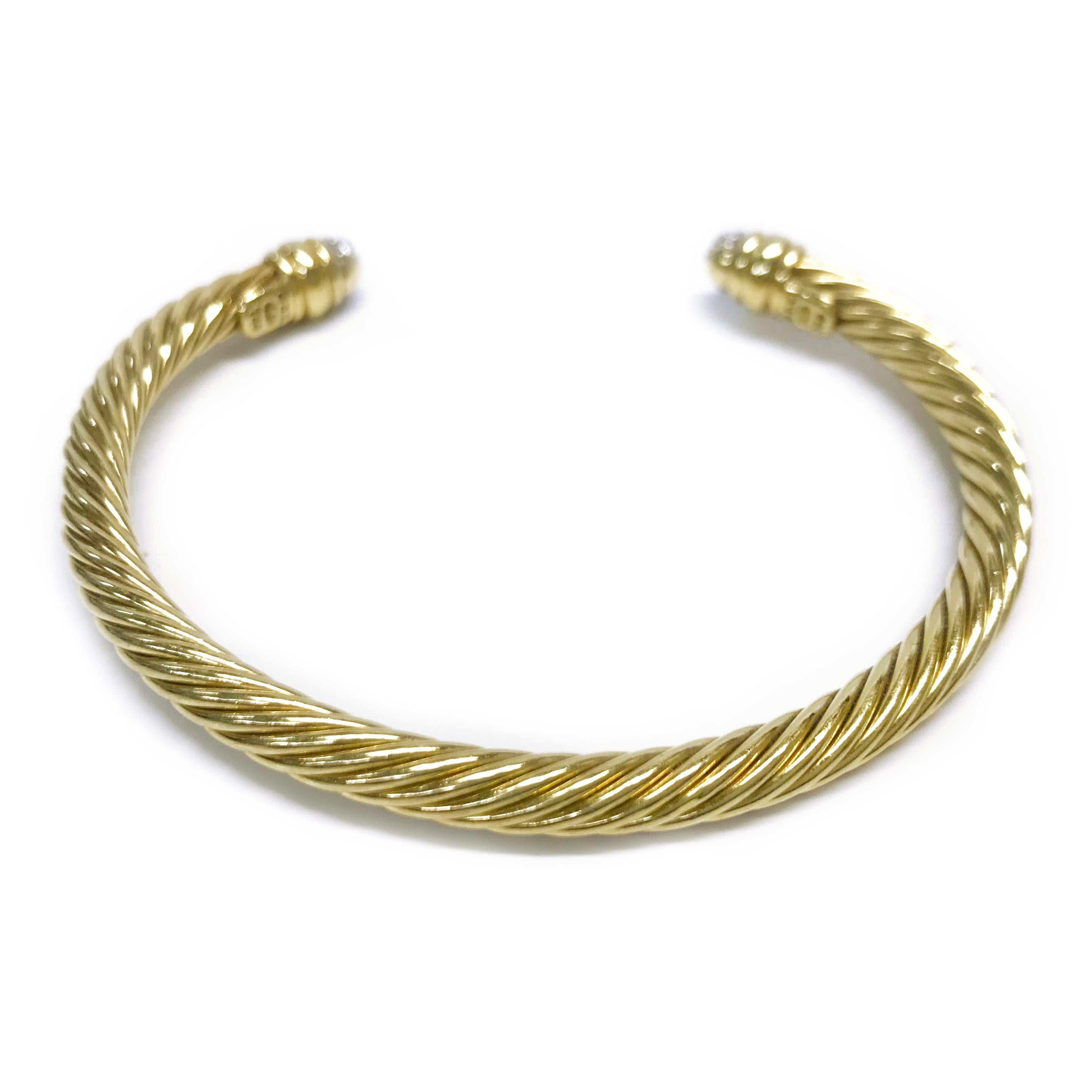 Contemporary David Yurman Diamond Pave Spira Cable Cuff Bracelet