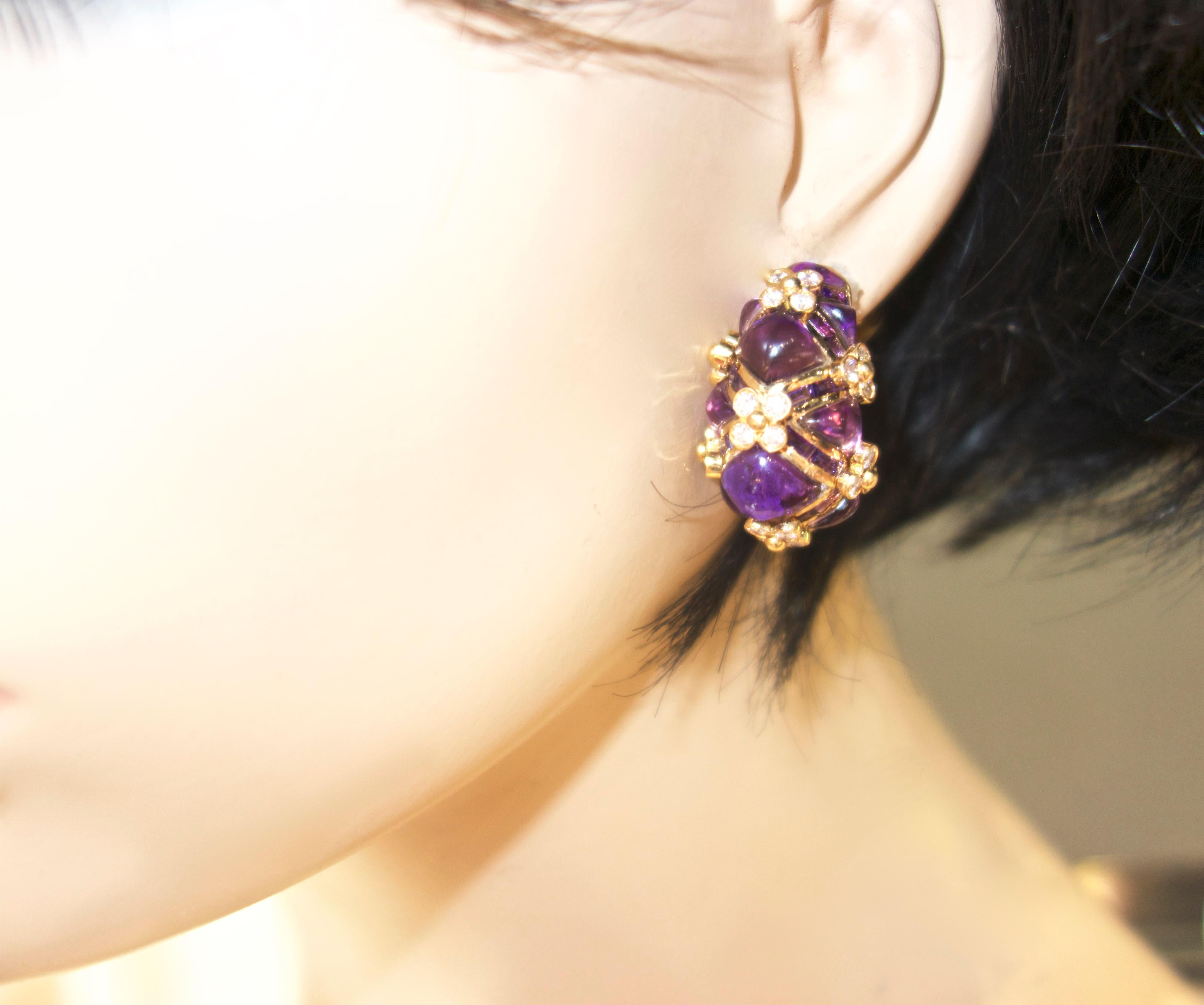 18 Karat Diamond and Amethyst Earrings 1