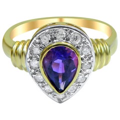 18 Karat Vintage Diamond and Amethyst Ladies Ring
