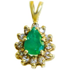 18 Karat Diamond and Colombian Emerald Ladies Pendant