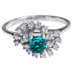 18 Karat Diamond and Colombian Emerald Ring