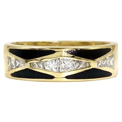 18 Karat Diamond and Enamel Men's Band