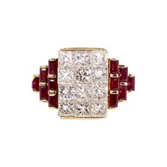 18 Karat Diamond and Ruby Cocktail Ring