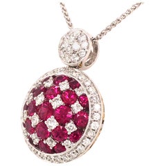 18 Karat Diamond and Ruby Pendant Two-Tone Gold