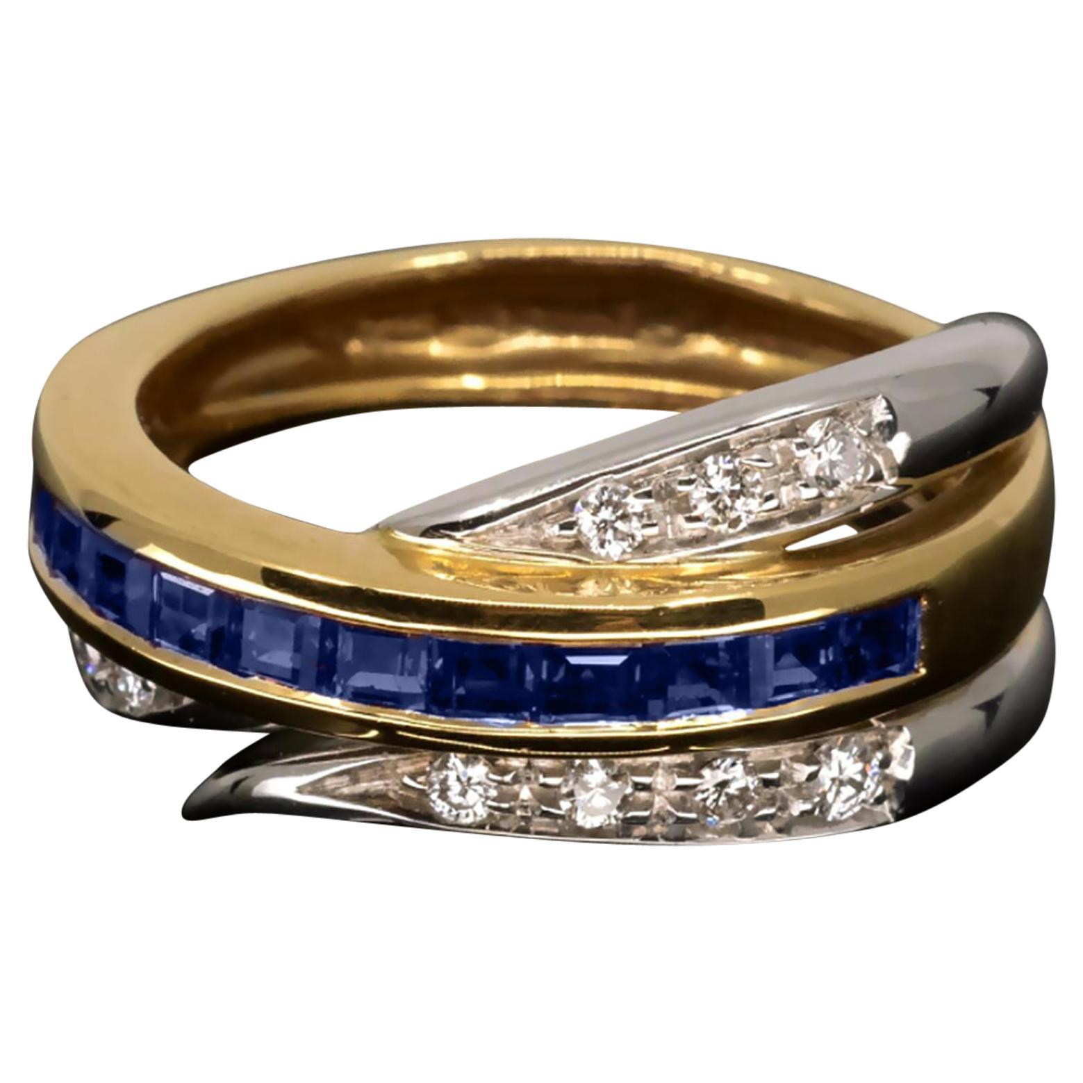 18 Karat Diamond and Sapphire Alfieri & St John Band For Sale