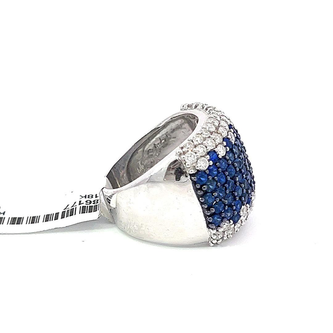 Contemporary 18 Karat Diamond and Sapphire Cocktail Ring