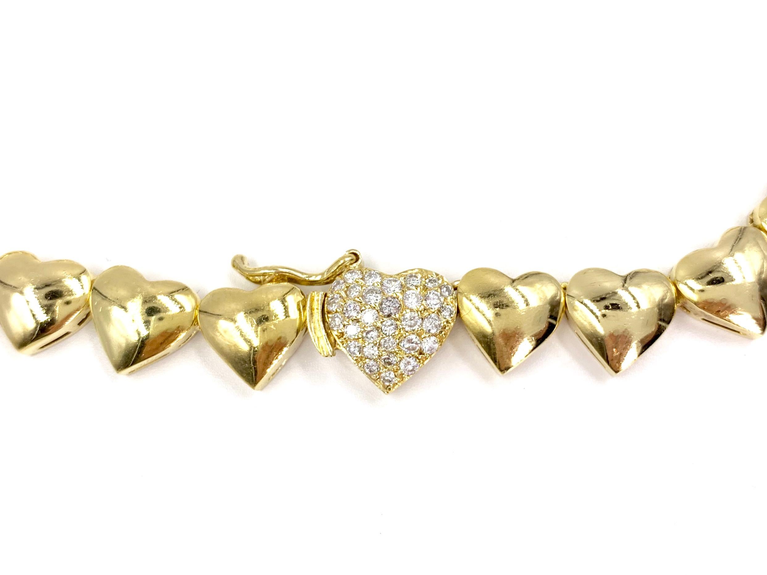 Women's 18 Karat Diamond and Sapphire Heart Necklace For Sale