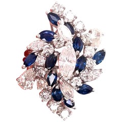 18 Karat Diamond and Sapphire Ring Two-Tone Gold