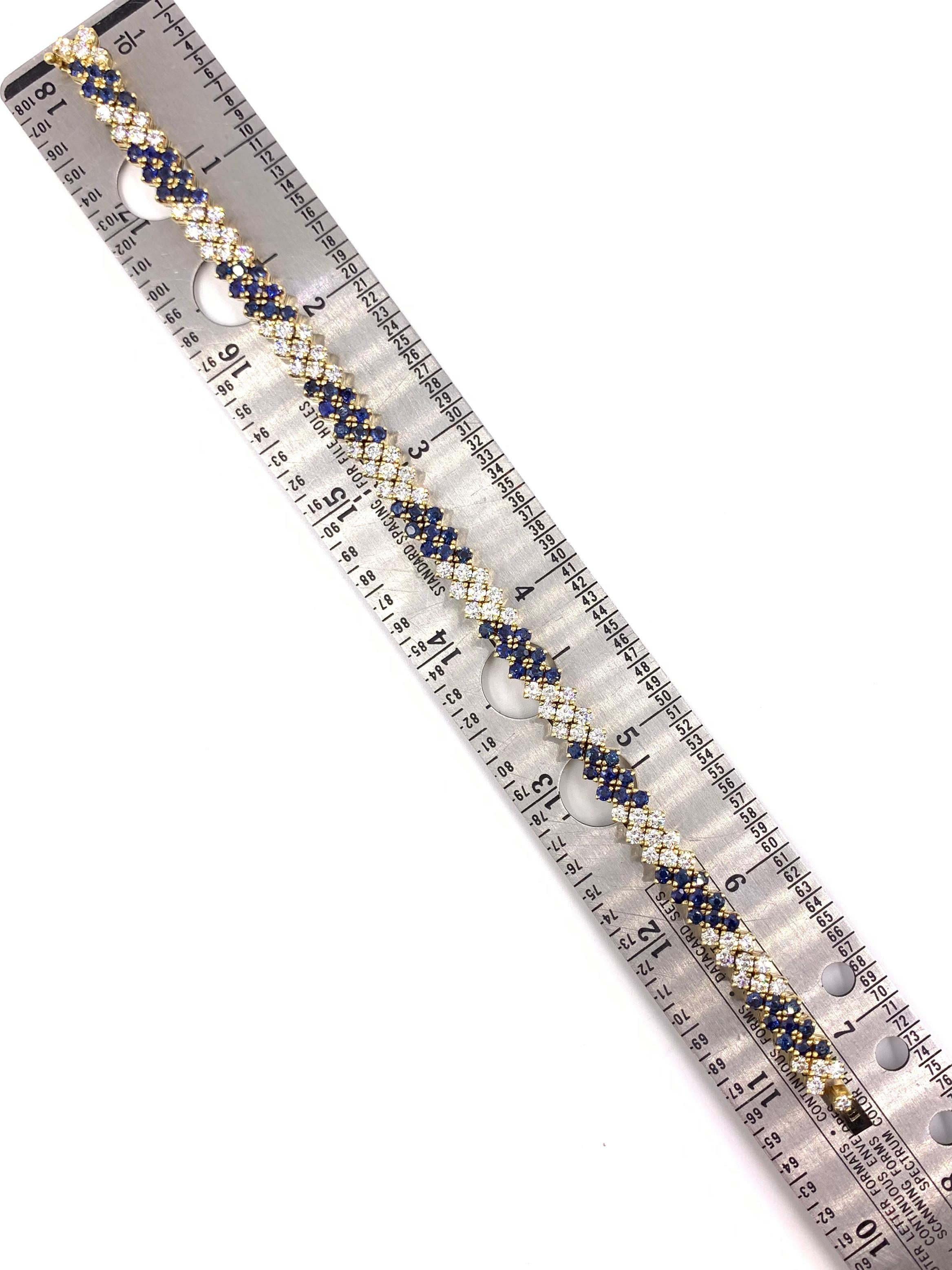 18 Karat Diamond and Sapphire Tennis Bracelet 2