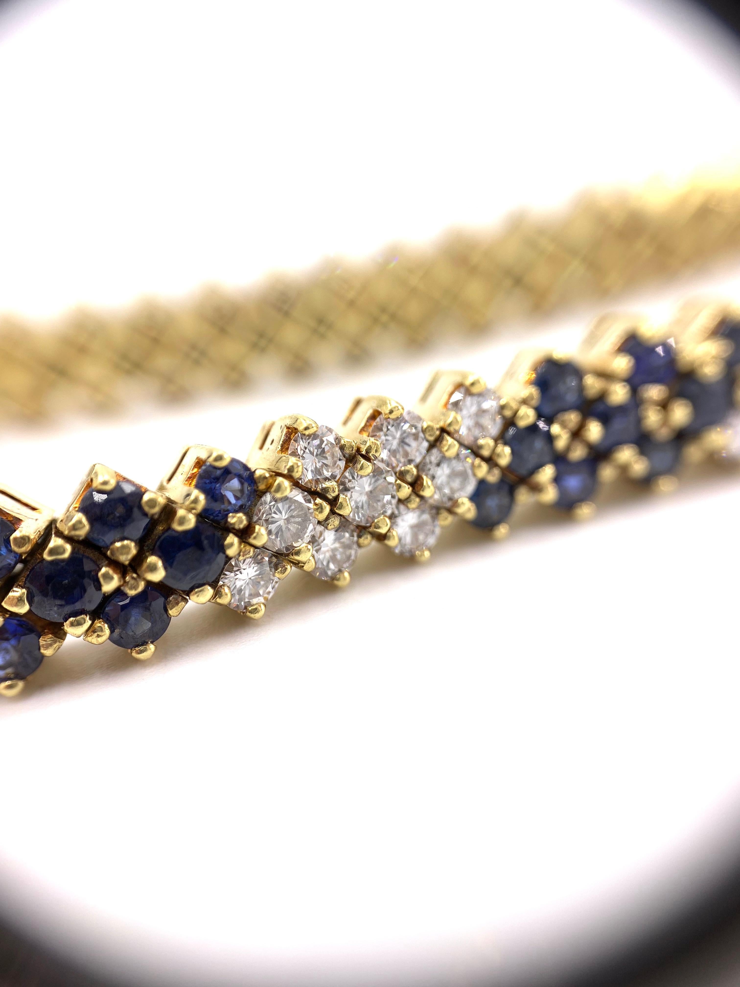 18 Karat Diamond and Sapphire Tennis Bracelet 4