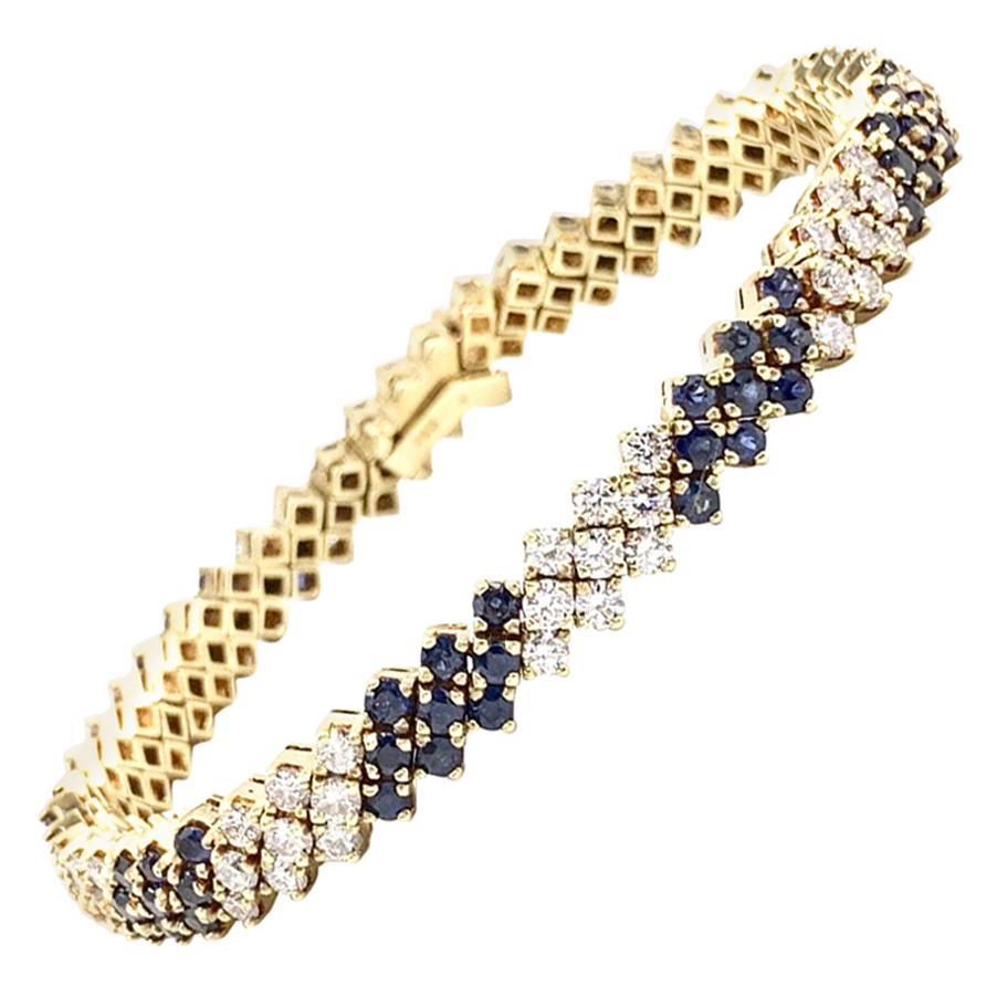 18 Karat Diamond and Sapphire Tennis Bracelet