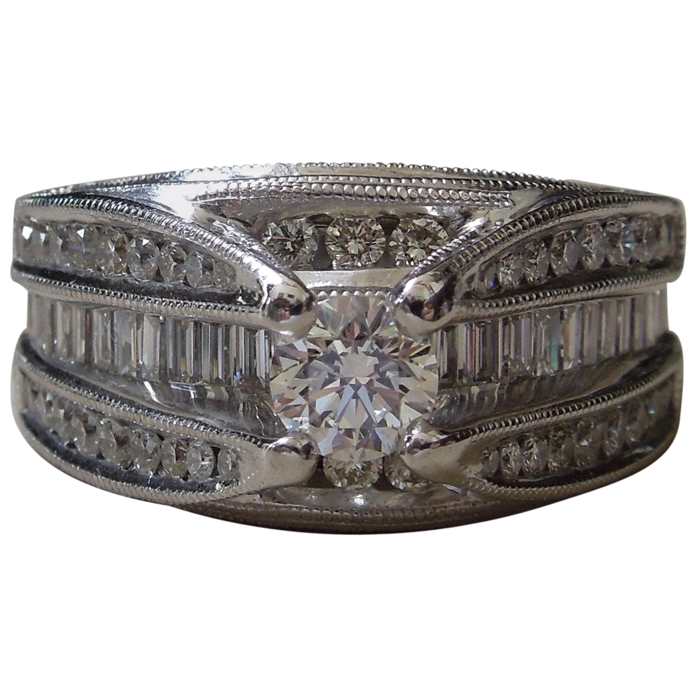 18 Karat Diamond Art Deco Style Pyramid Ring For Sale