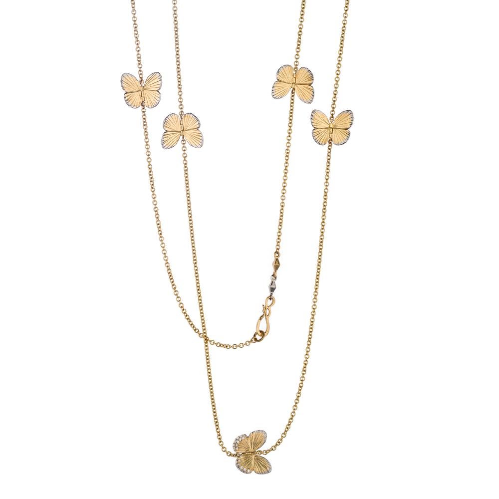 18 Karat Diamond Asterope Migration Butterfly Long Chain Necklace 