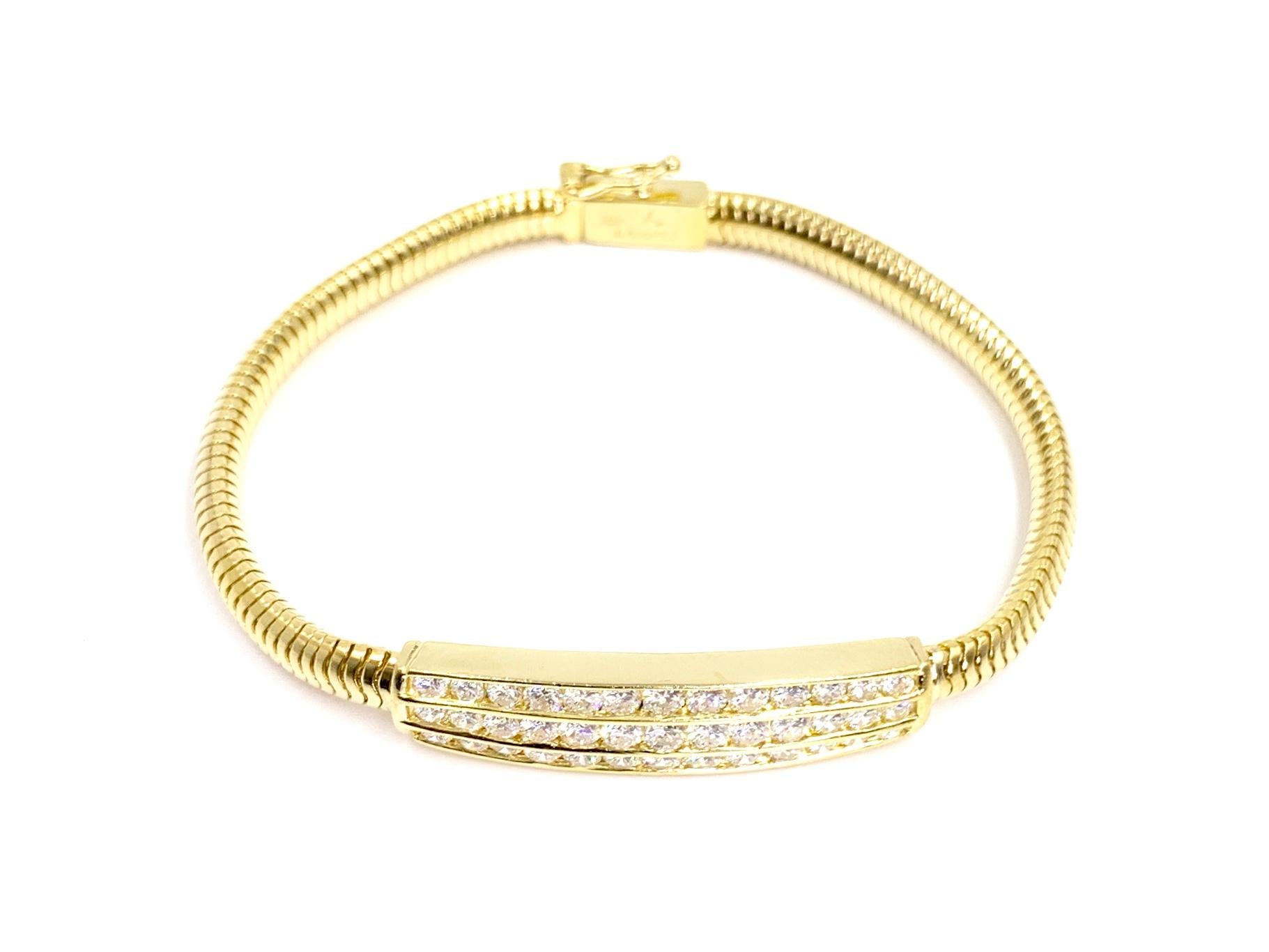 Modern 18 Karat Diamond Bar Bracelet For Sale