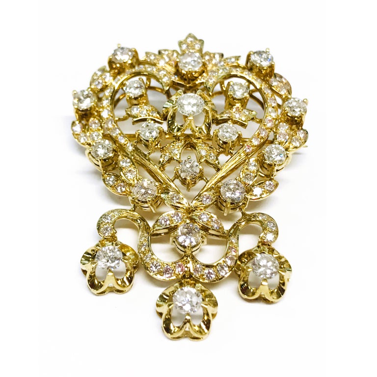 18 Karat Edwardian Diamond Brooch Enhancer Pendant For Sale at 1stDibs