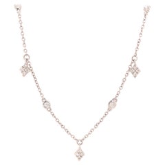 18 Karat Diamond-by-the-Yard Necklace with Cluster Stations White Gold