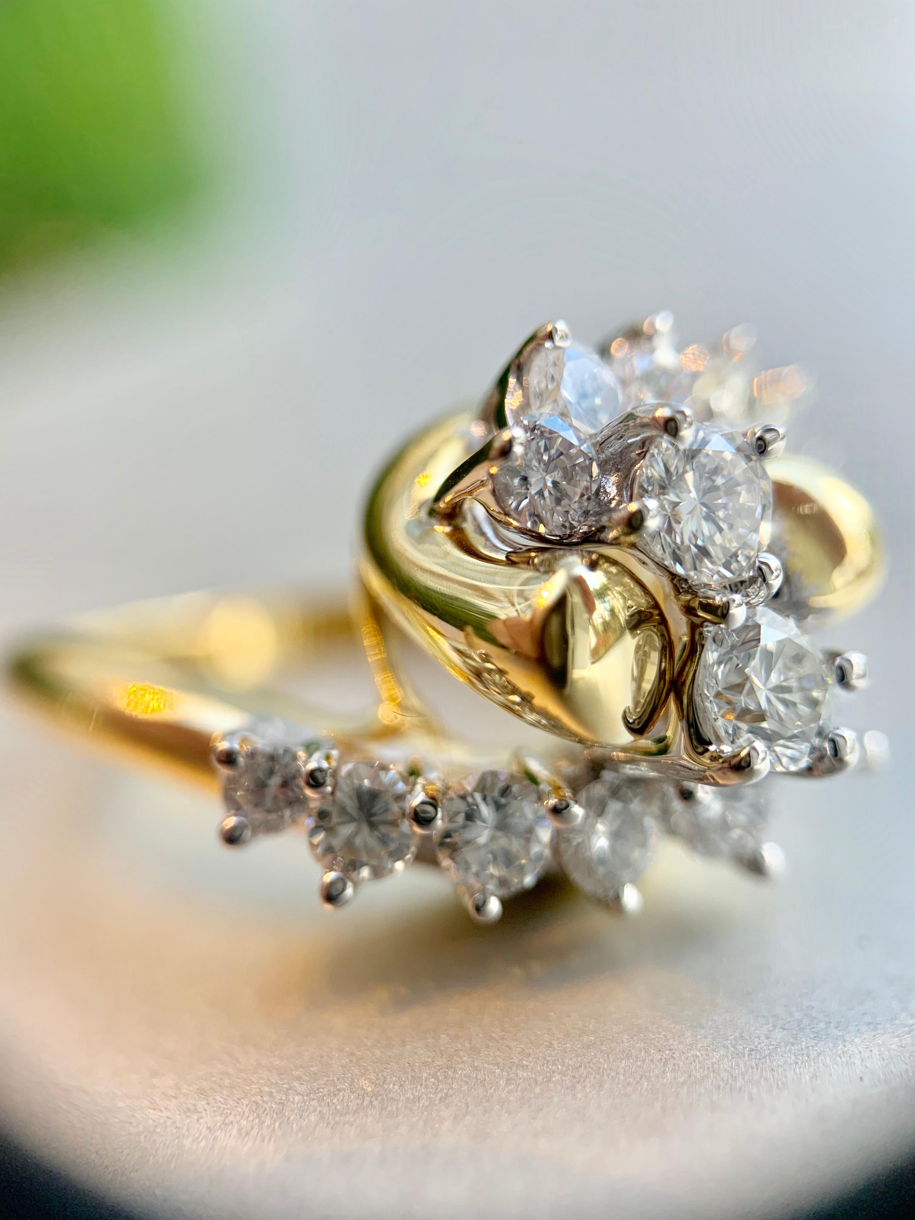 18 Karat Diamond Bypass Ring For Sale 6