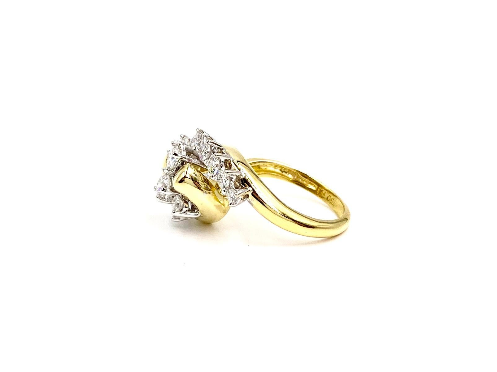 Women's 18 Karat Diamond Bypass Ring For Sale