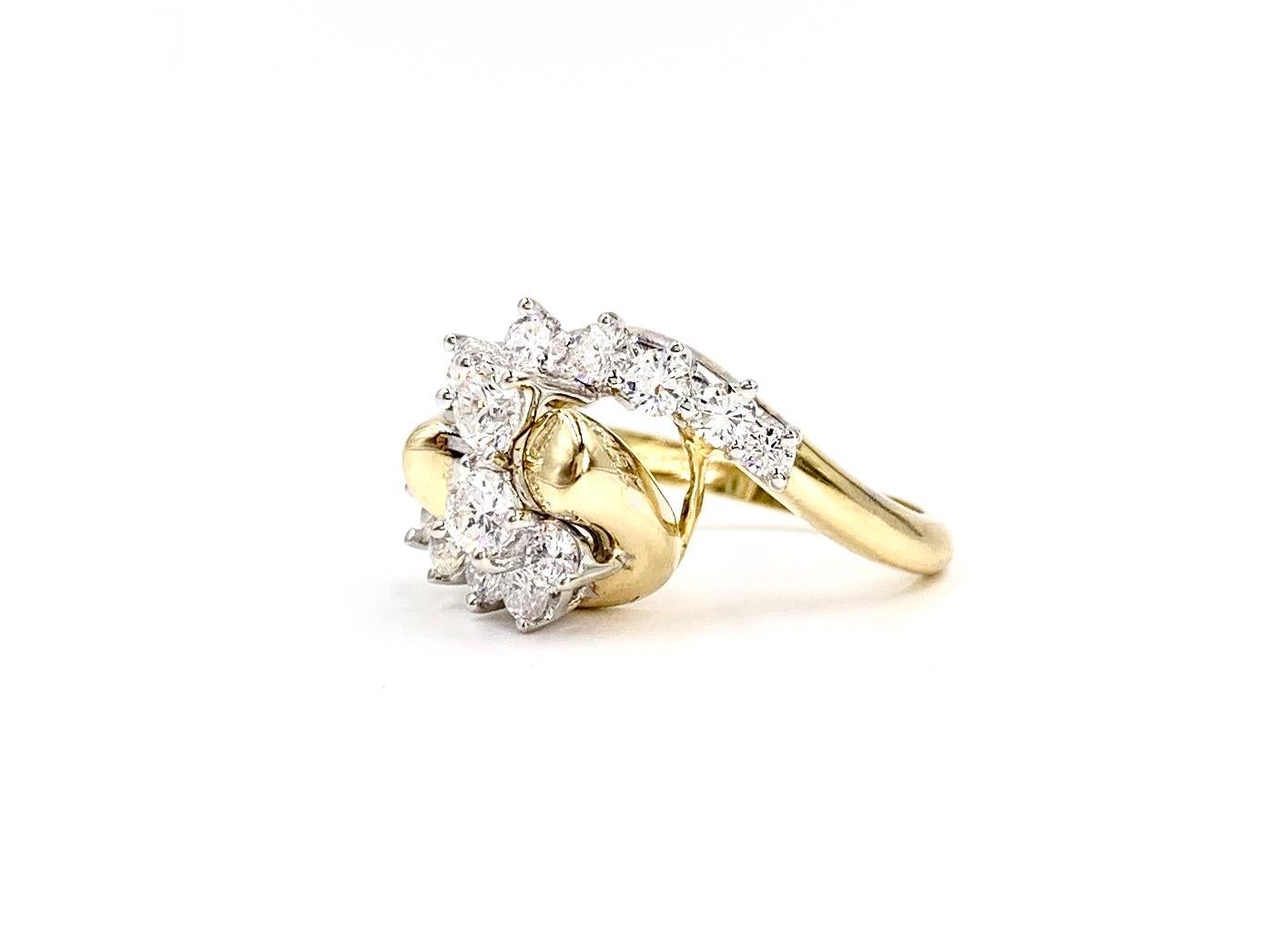 18 Karat Diamond Bypass Ring For Sale 1