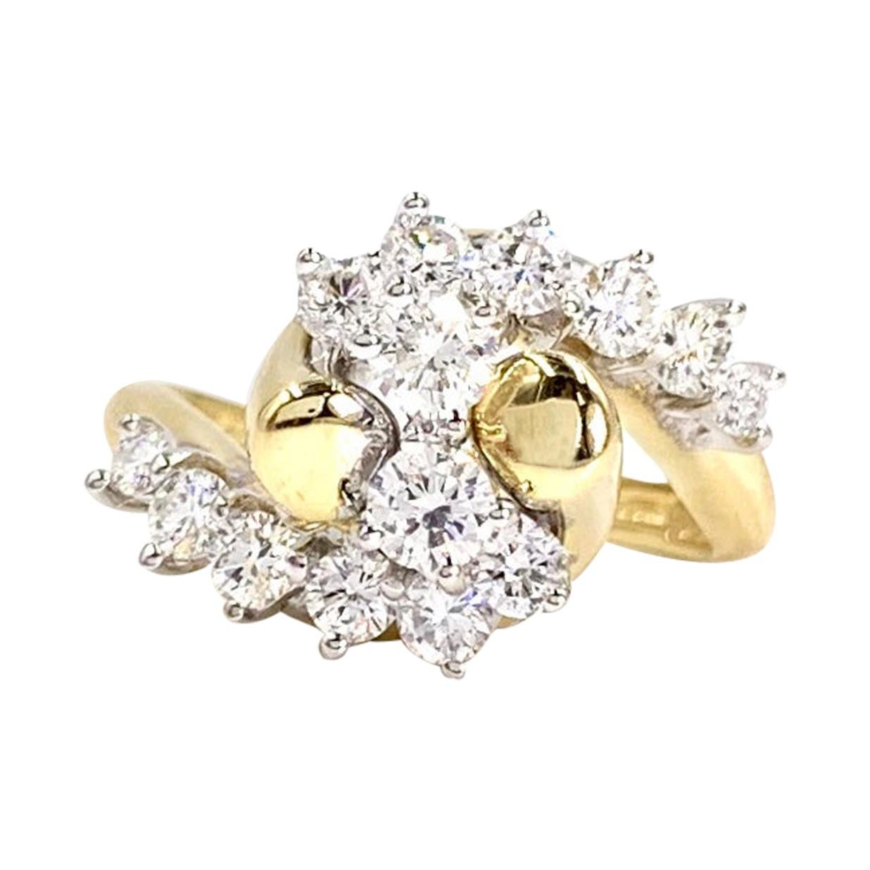 18 Karat Diamond Bypass Ring For Sale