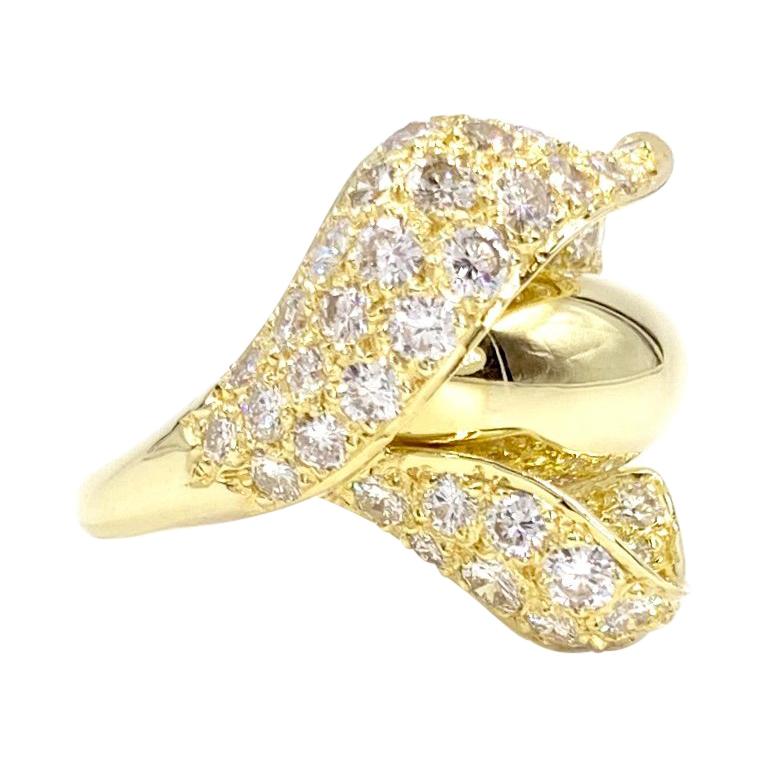 18 Karat Diamond Calla Lily Flower Ring For Sale