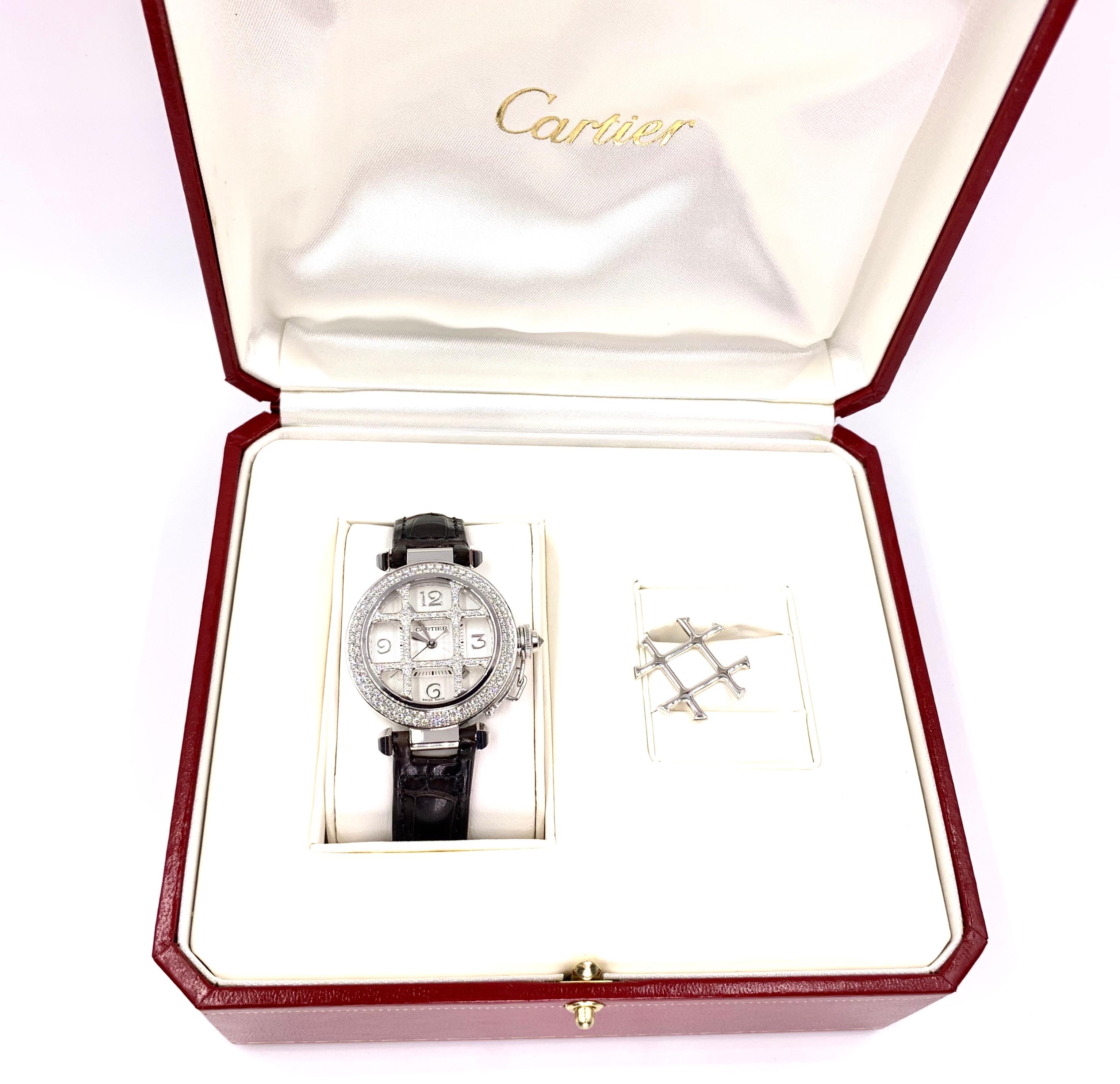 18 Karat and Diamond Cartier Pasha Watch WJ111451 For Sale 9