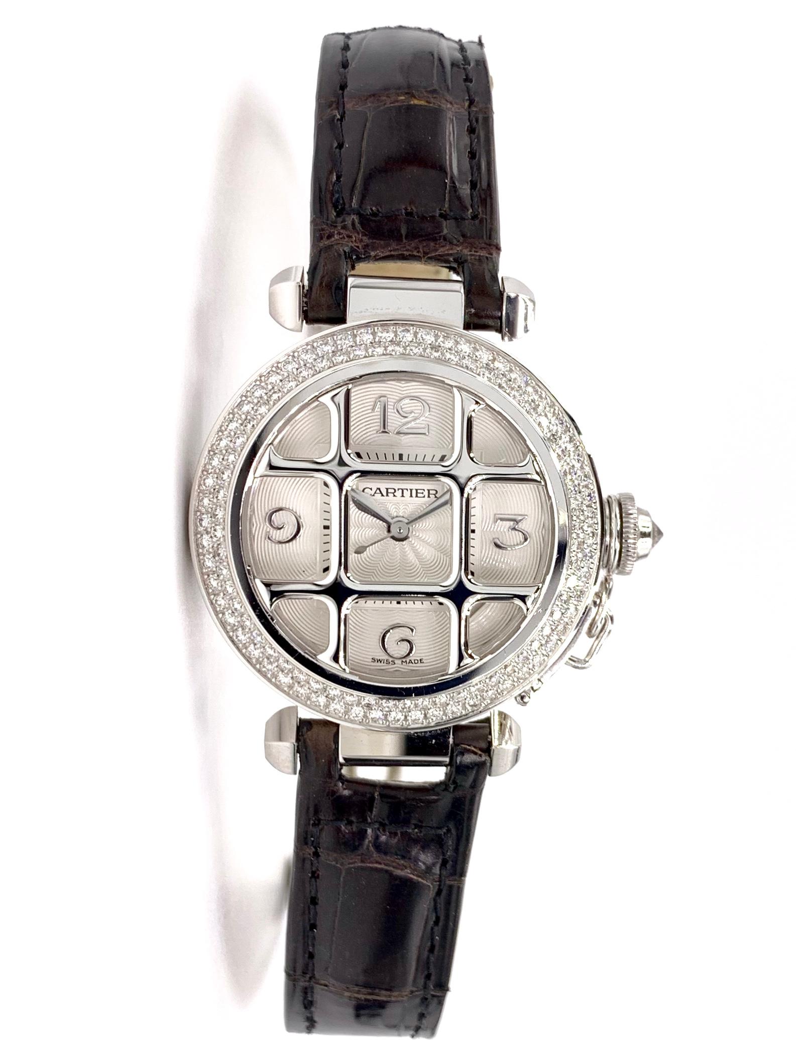 Contemporary 18 Karat and Diamond Cartier Pasha Watch WJ111451 For Sale