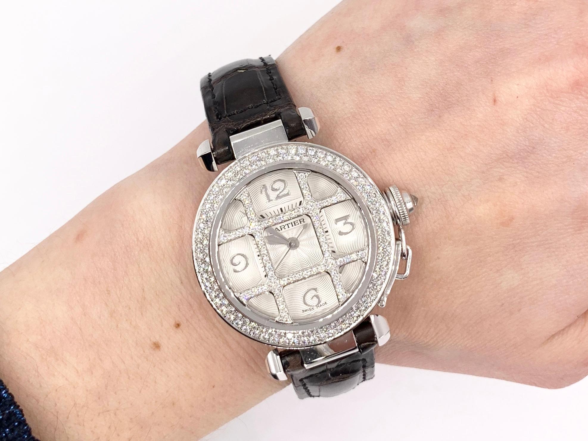 18 Karat and Diamond Cartier Pasha Watch WJ111451 For Sale 1